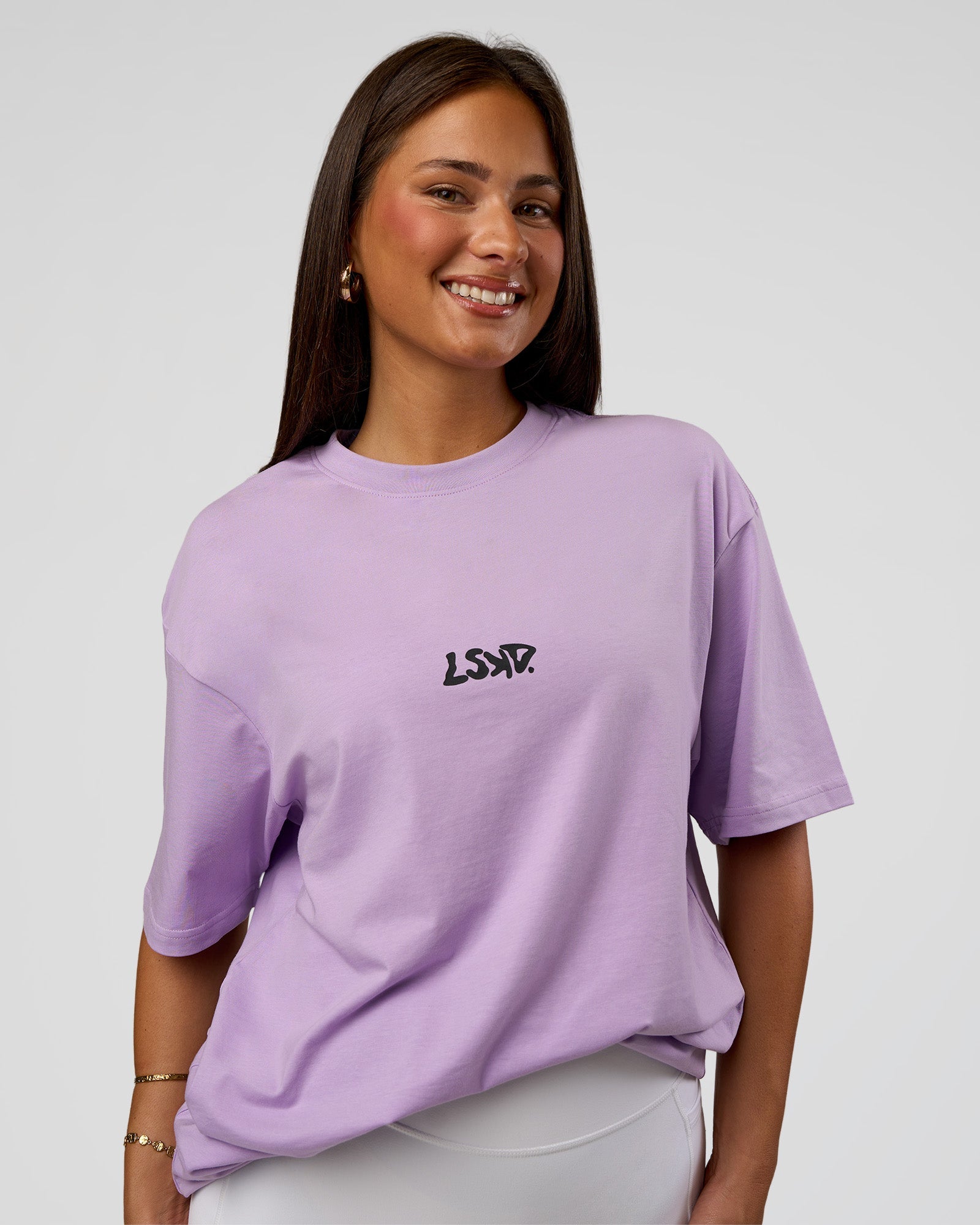 Standard Issue FLXCotton Oversized Tee - Pale Lilac-Black | LSKD