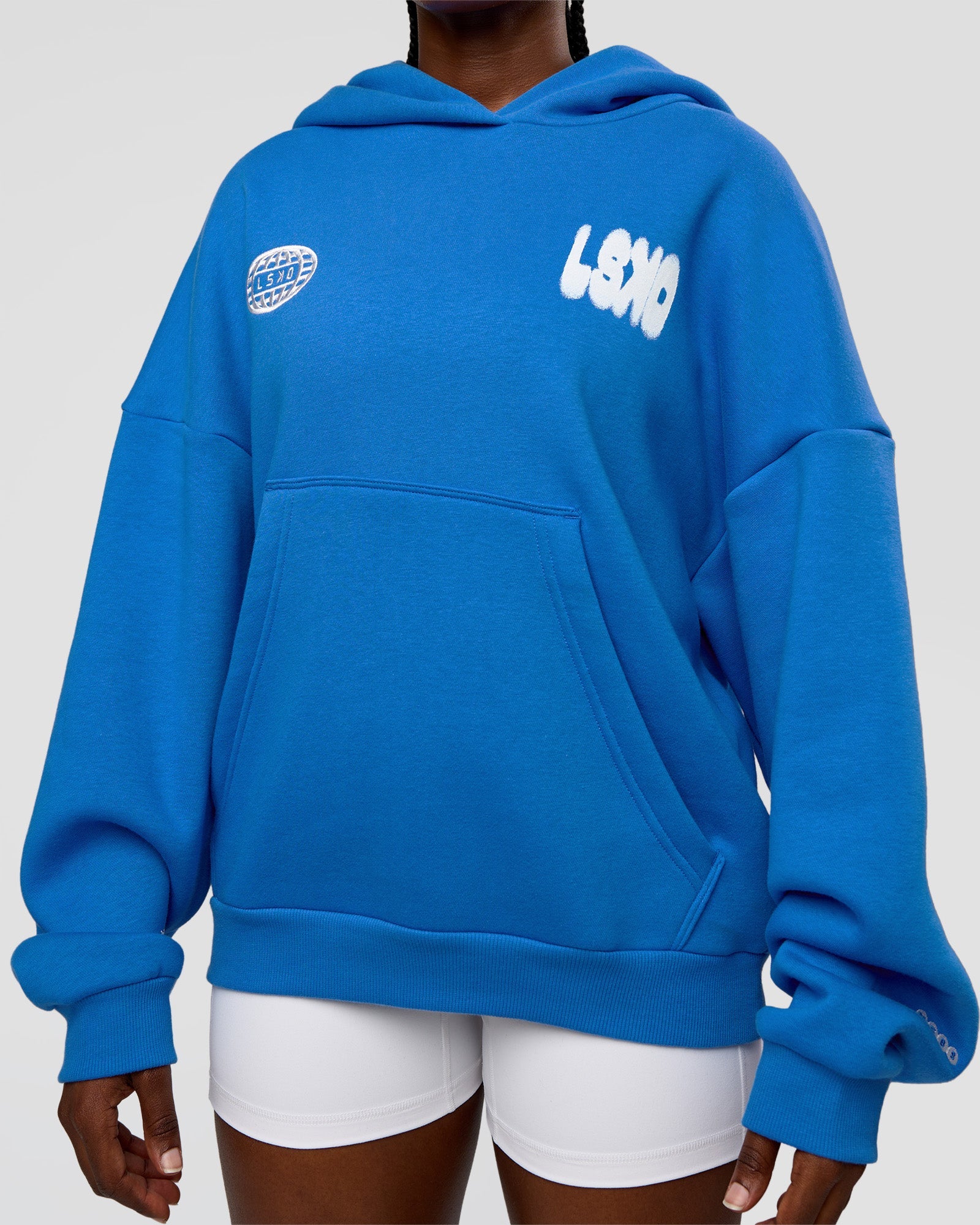 Static Grit Unisex Boxy Hoodie - Palace Blue-White | LSKD – LSKD US