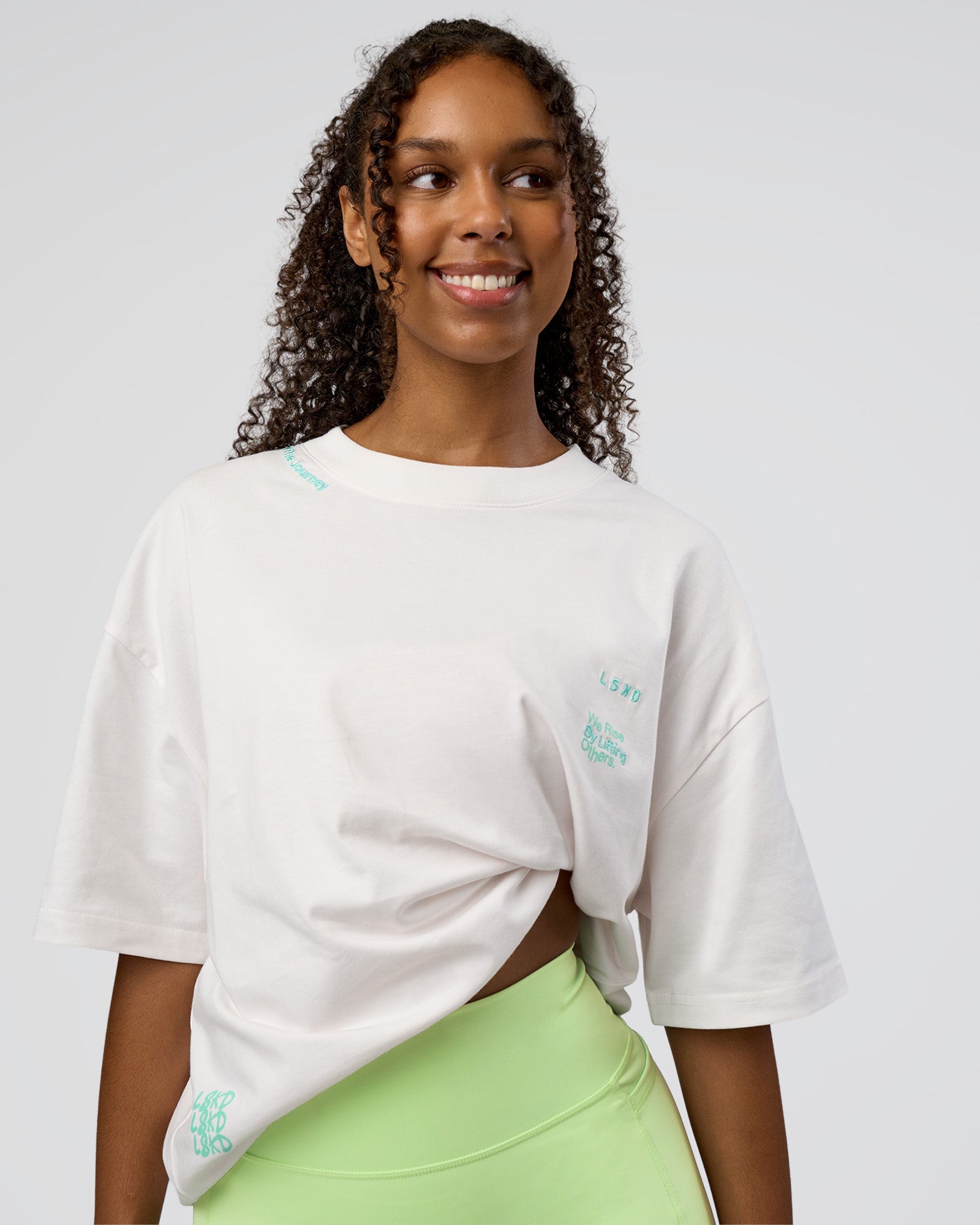 Sticker Heavyweight Oversized Tee - Off White-Jelly Mint | LSKD