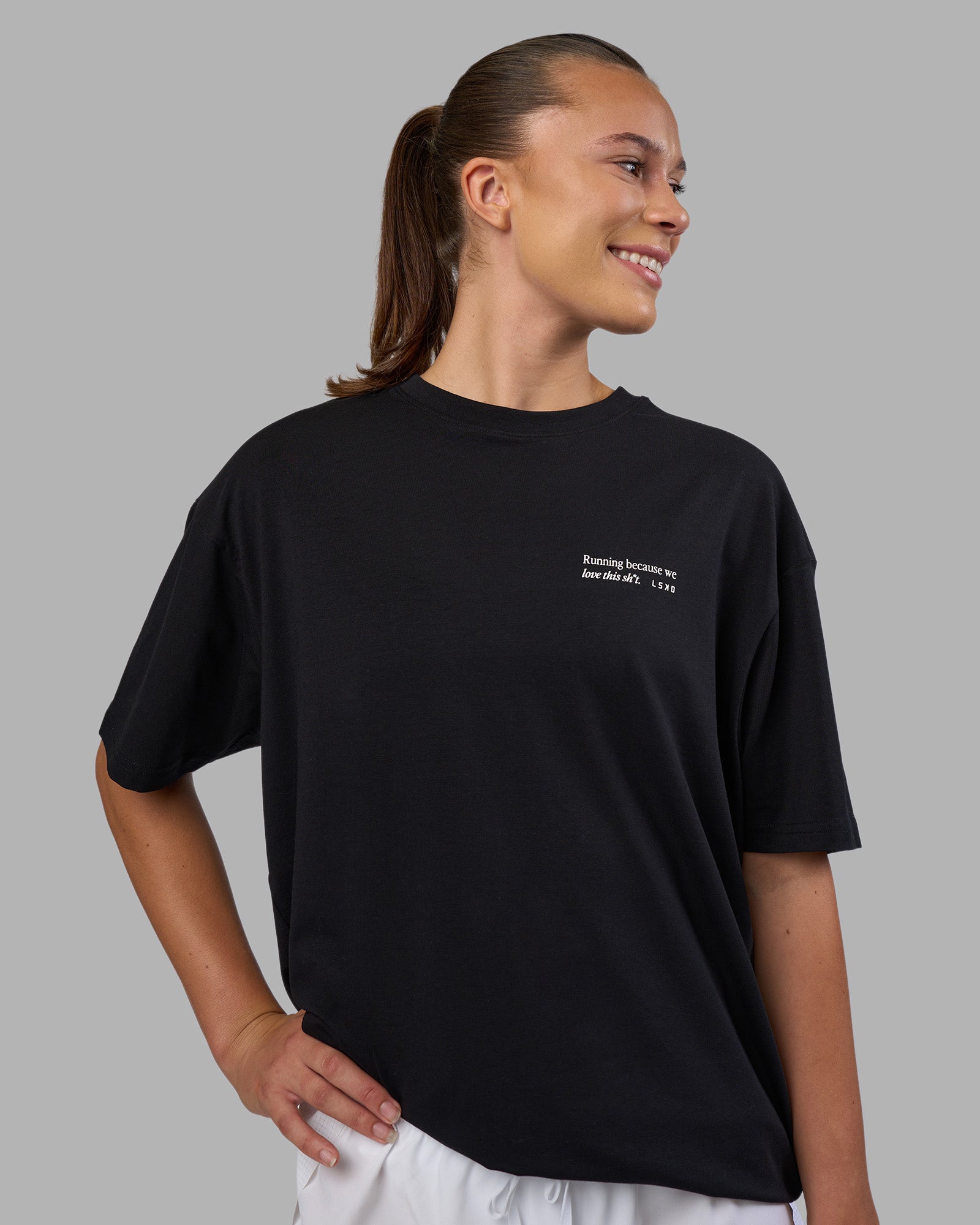 Today's Run FLXCotton Oversized Tee - Black-White | LSKD – LSKD US