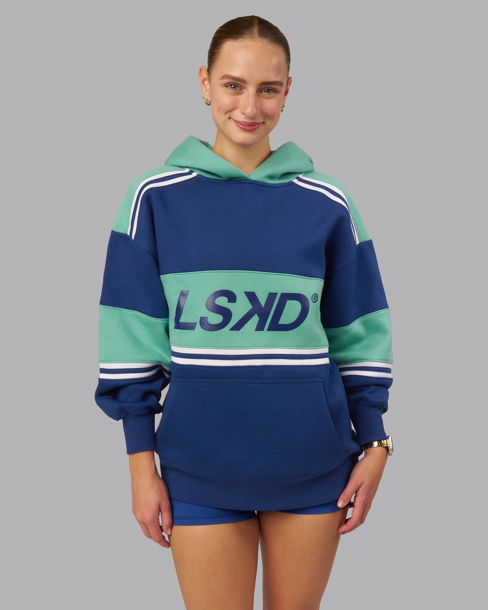 A-Team Oversized Hoodie - Midnight Blue-Agate Green | LSKD
