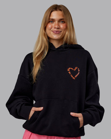 Unisex Love The Process Oversize Hoodie - Black-Ultra Orange