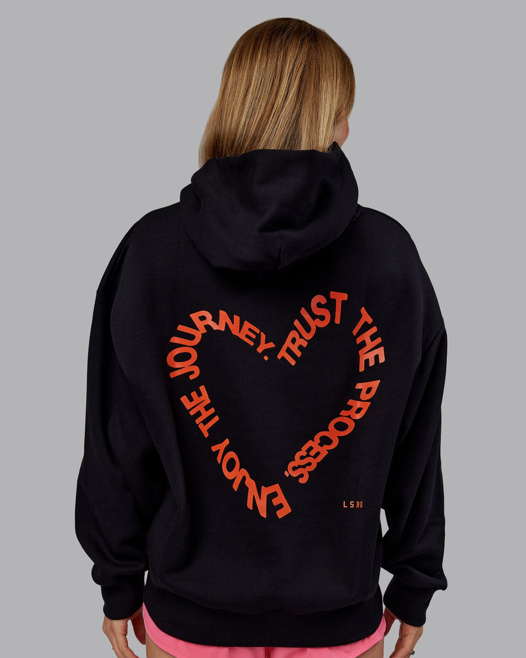 Unisex Love The Process Oversize Hoodie Black-Ultra Orange