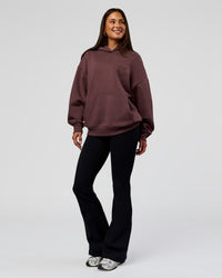 Woman wearing Unisex Love The Process Oversize Hoodie - Cocoa Powder-Hot Chocolate | Model:Bianca | Size:XS