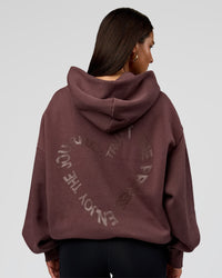 Woman wearing Unisex Love The Process Oversize Hoodie - Cocoa Powder-Hot Chocolate | Model:Bianca | Size:XS