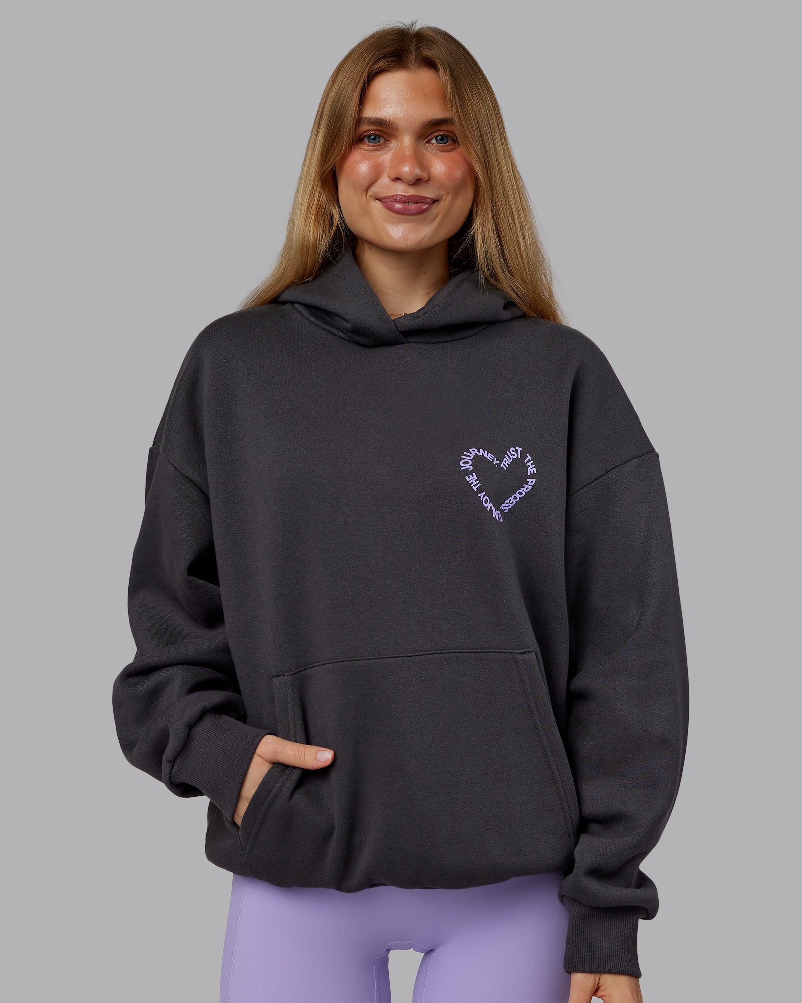 Unisex Love The Process Oversize Hoodie - Dark Storm-Violet Ray