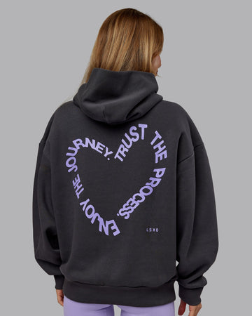 Unisex Love The Process Oversize Hoodie - Dark Storm-Violet Ray