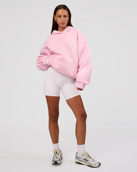Woman wearing Unisex Love The Process Oversize Hoodie - Marshmallow-White | Model:Brylee | Size:XS