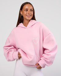 Woman wearing Unisex Love The Process Oversize Hoodie - Marshmallow-White | Model:Brylee | Size:XS