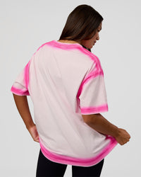 Woman wearing Urban Blur Heavyweight Unisex Oversized Tee - Off White-Ultra Pink | Model:Kirstyn | Size:XS
