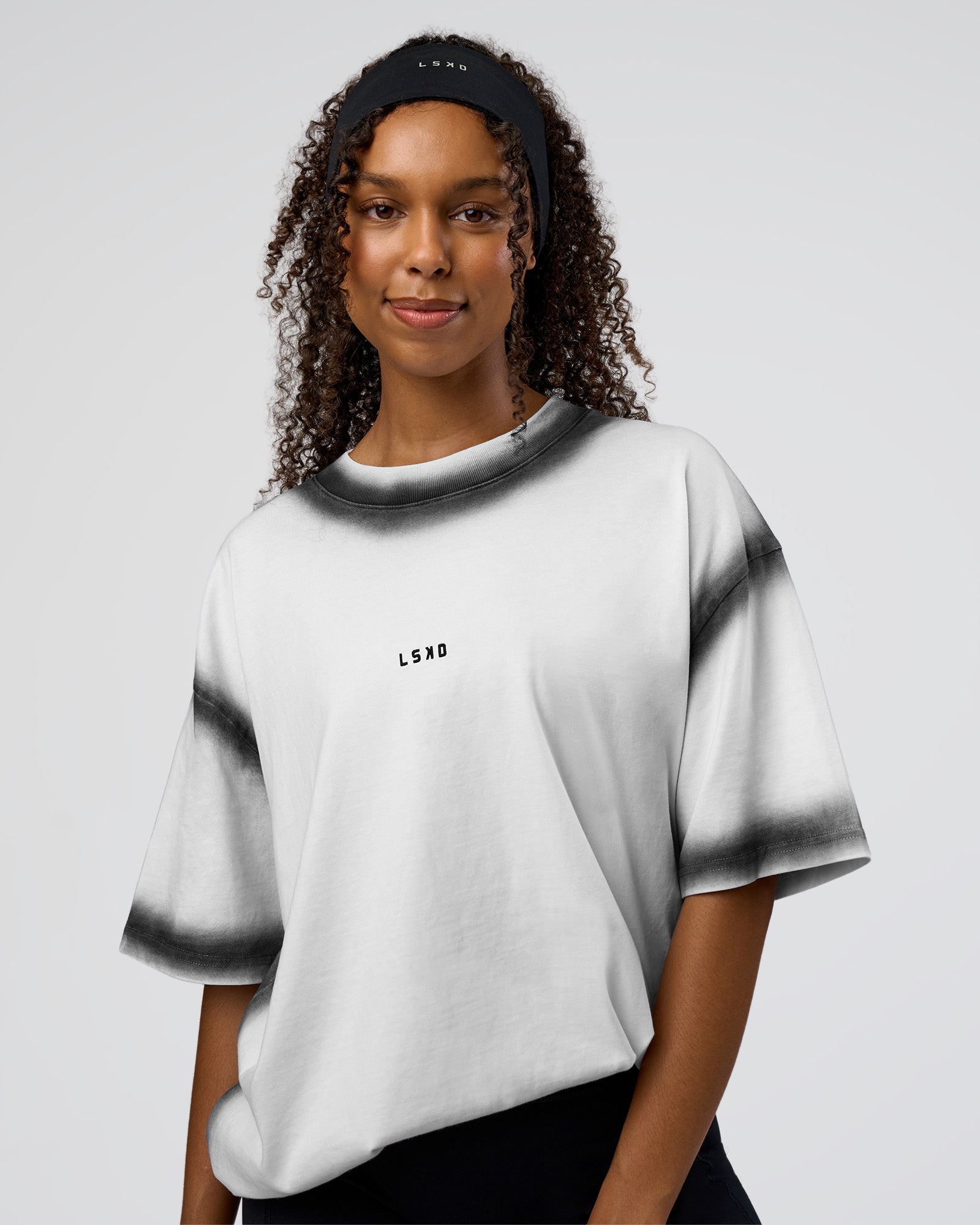 Urban Blur Heavyweight Unisex Oversized Tee - White-Black | LSKD
