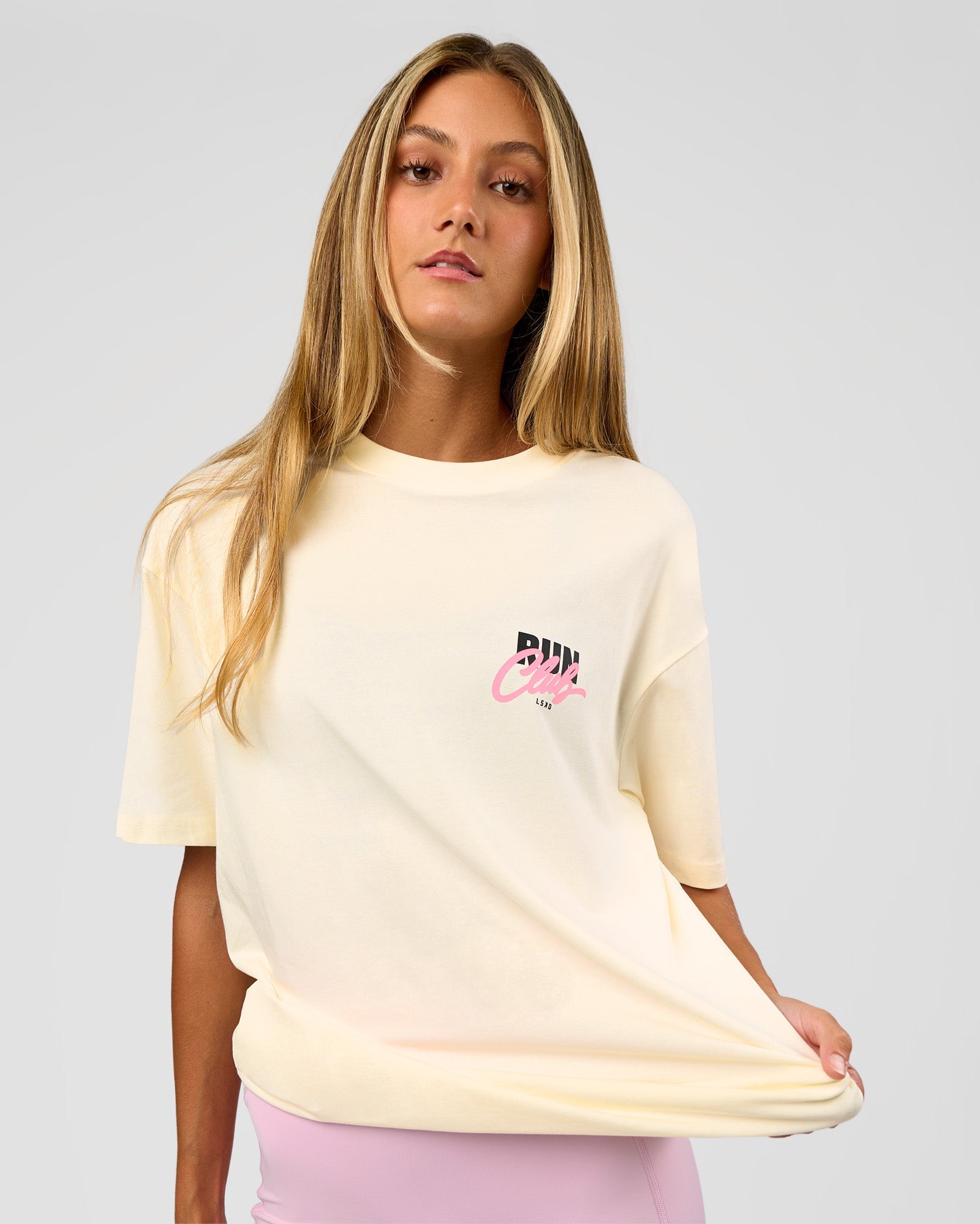 Values Run Club FLXCotton Tee - Off White-Candy Pink | LSKD – LSKD US