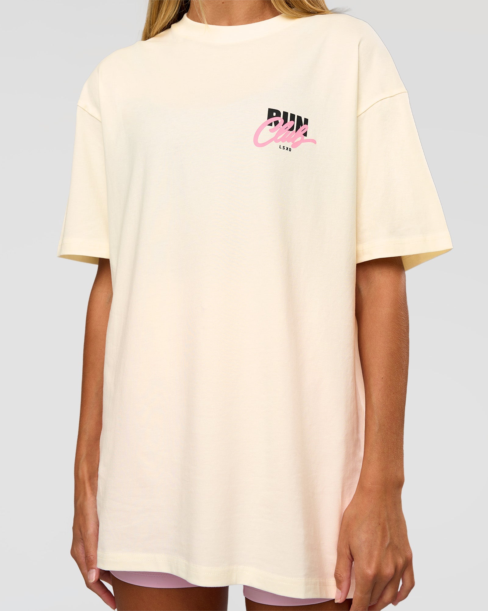Values Run Club FLXCotton Tee - Off White-Candy Pink | LSKD – LSKD US