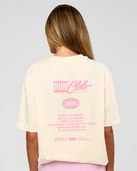 Values Run Club FLXCotton Tee - Off White-Candy Pink
