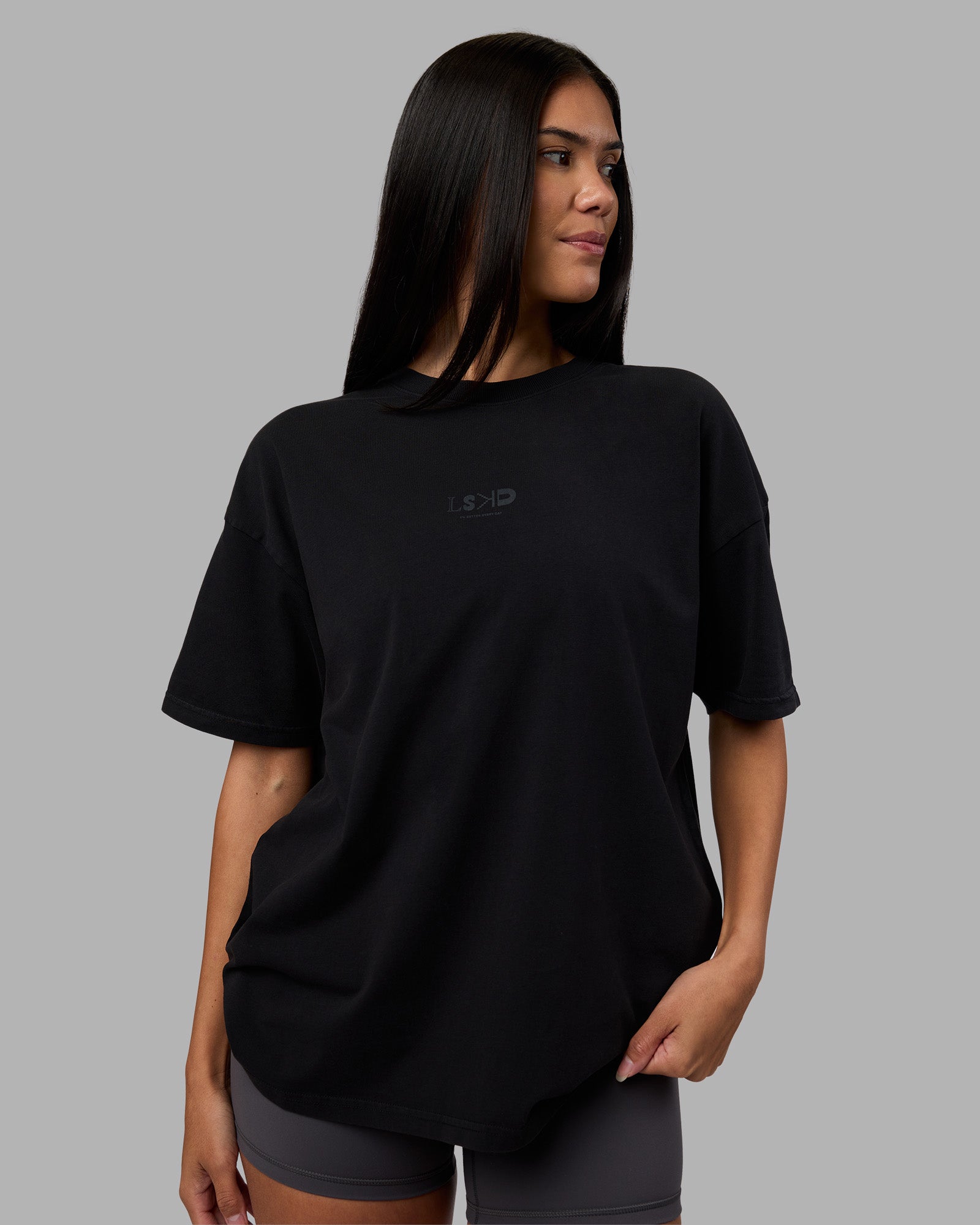 Variation Heavyweight FLXCotton Oversized Tee - Black-Black | LSKD