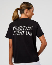 Woman wearing VS6 FLXCotton Regular Fit Tee - Black-White | Model:Charli | Size:XS | Thumbnail Index: 0