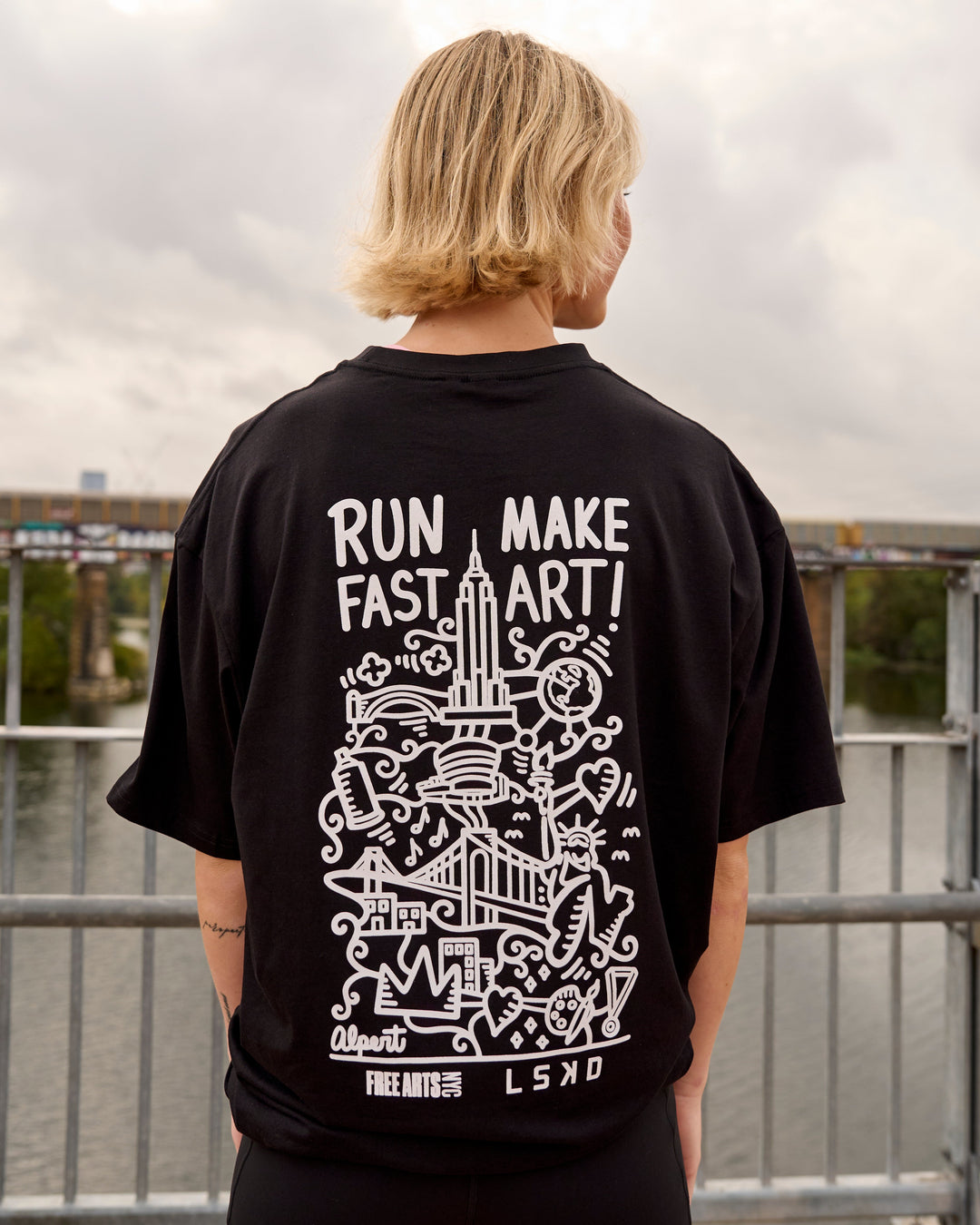 Woman wearing Free-Arts-NYC-FLX-Cotton-Tee-Oversize - view 2