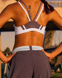 Campaign image of Force Sports Bra - Cocoa Powder | Thumbnail Index: 2