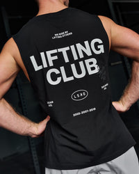 Man wearing Lifting Club FLXCotton Tank - Black-White | Thumbnail Index: 0