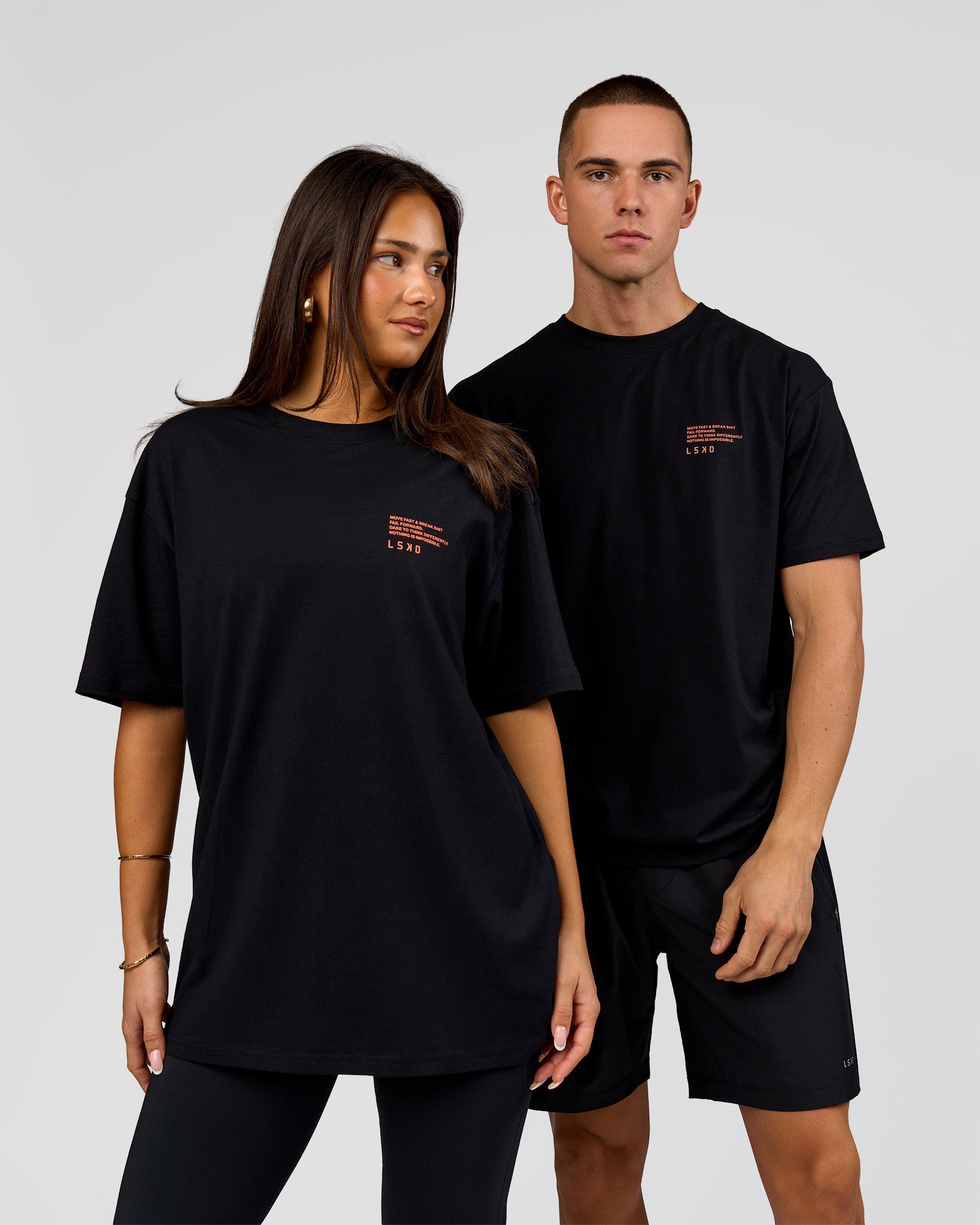 Coffee Run FLXCotton Oversized Tee - Black-Ultra Orange | LSKD