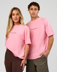 Duo wearing VS6 1% Better FLXCotton Oversize Tee - Pink Rose | Model:Leandro | Size:M | Model:Issy | Size:XS | Thumbnail Index: 0