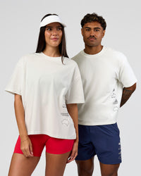 Duo wearing Greatest of All Time Heavyweight FLXCotton Boxed Tee - Off White Washed | Model:Rhiley| Size:XS | Model:Xav | Size:L | Thumbnail Index: 4