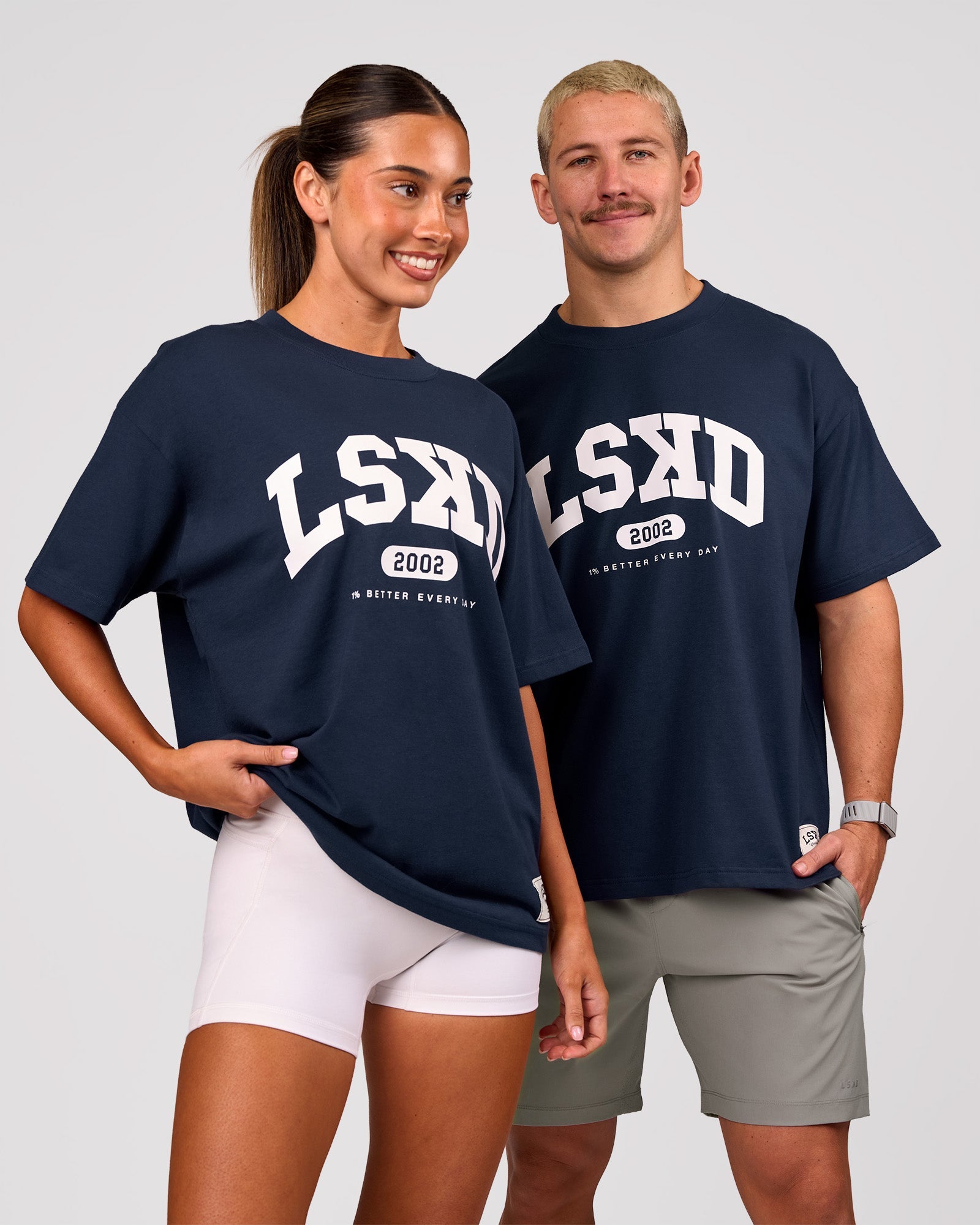 Varsity EST Heavyweight Oversized Tee - Future Navy-White | LSKD