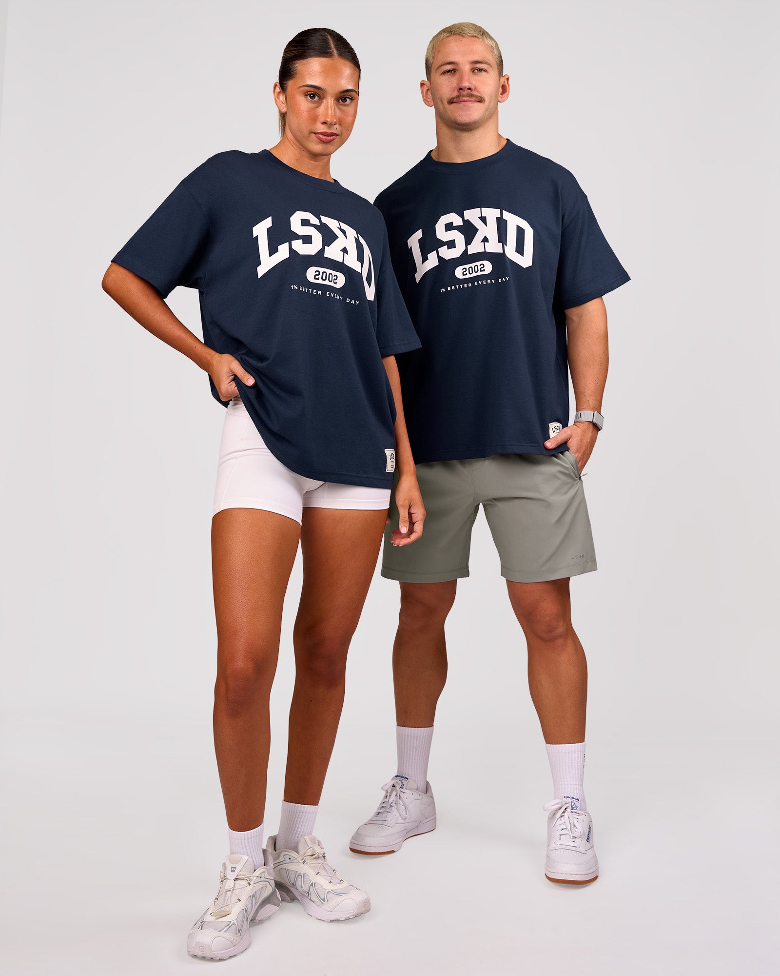 Varsity EST Heavyweight Oversized Tee - Future Navy-White | LSKD