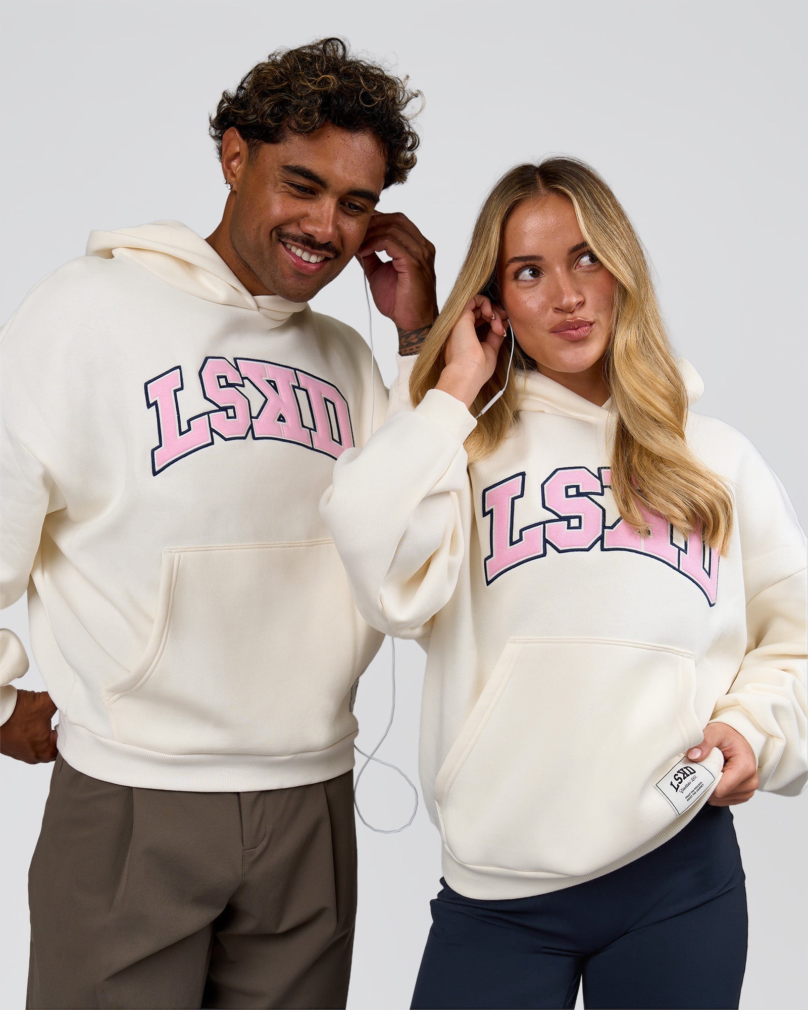 Varsity Boxy Hoodie - Off White-Pink Rose | LSKD – LSKD US