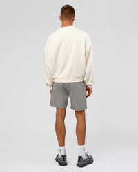 Man wearing Varsity Boxy Crew - Off White-Pink Rose | Model:Albert | Size:L | Thumbnail Index: 11