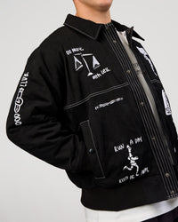 Man wearing Andrew J. Steel x LSKD Bomber Jacket - Black | Model:Jaiden | Size:L | Thumbnail Index: 6
