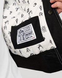 Man wearing Andrew J. Steel x LSKD Bomber Jacket - Black | Model:Jaiden | Size:L | Thumbnail Index: 10