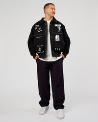 Man wearing Andrew J. Steel x LSKD Bomber Jacket - Black | Model:Jaiden | Size:L | Thumbnail Index: 14