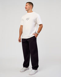 Man wearing Andrew J. Steel x LSKD Heavyweight FLXCotton Oversized Tee - White | Model:Jaiden | Size:L | Thumbnail Index: 8