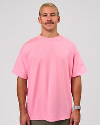 Man wearing Bree Heavyweight Oversized Tee - Pink Rose | Model:Jaiden | Size:L | Thumbnail Index: 7