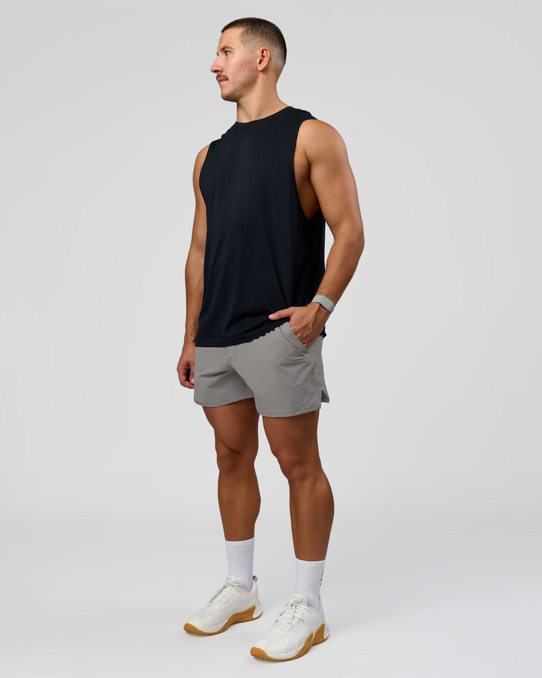 Man wearing Functional Training 5" Short - Storm Front | Model:Jaiden | Size:L - view 6