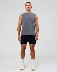 Man wearing Hybrid Lined 5" Short - Black-Reflective | Model:Jaiden | Size:L | Thumbnail Index: 2