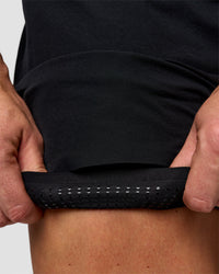 Man wearing Hybrid Lined 5" Short - Black-Reflective | Model:Jaiden | Size:L | Thumbnail Index: 11