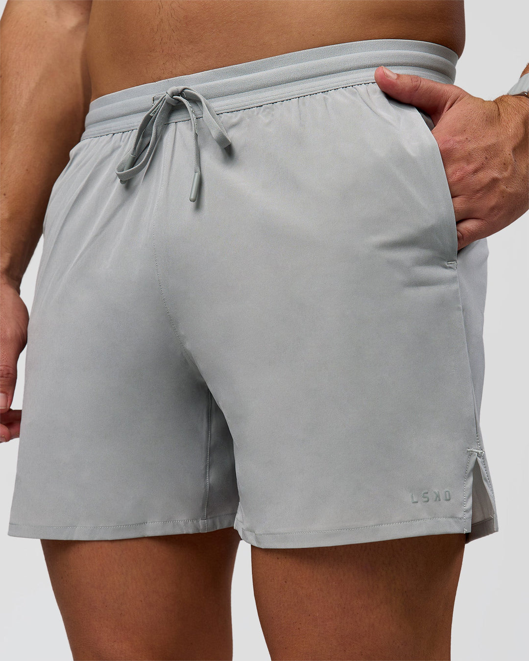 Man wearing Pace 5" Lined Running Short - Alloy | Model:Jaiden | Size:L - view 2