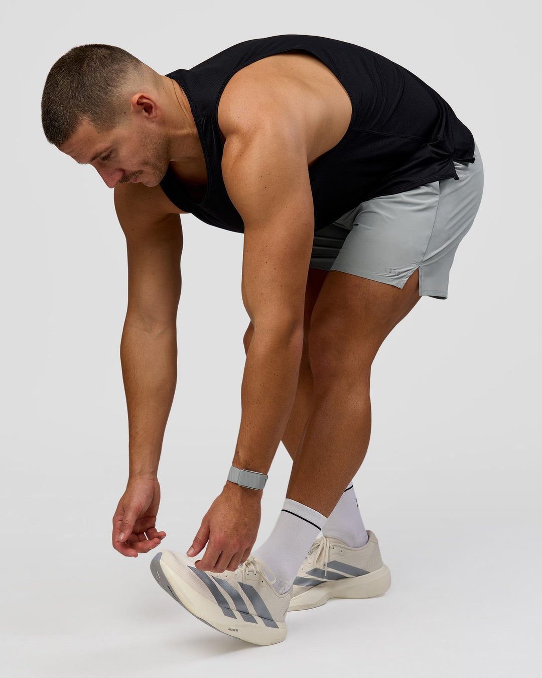Man wearing Pace 5" Lined Running Short - Alloy | Model:Jaiden | Size:L - view 9