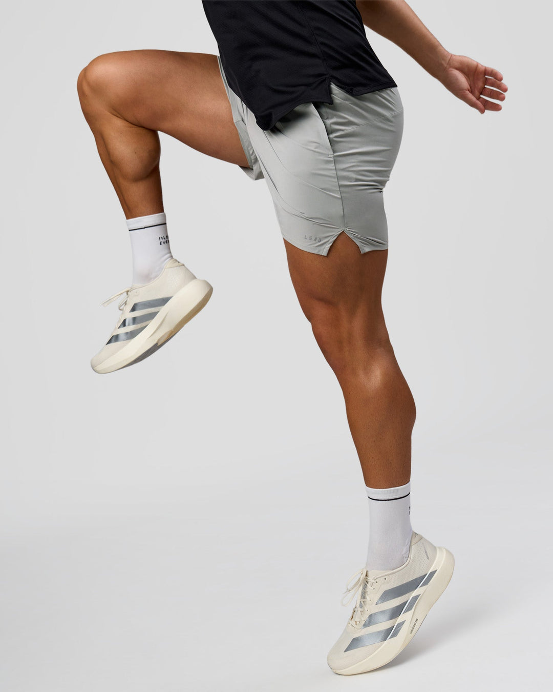 Man wearing Pace 5" Lined Running Short - Alloy | Model:Jaiden | Size:L - view 4