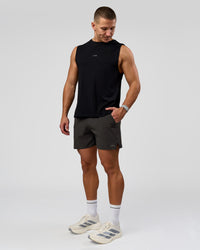 Man wearing Pace 5" Lined Running Short - Black-Onyx | Model:Jaiden | Size:L | Thumbnail Index: 7
