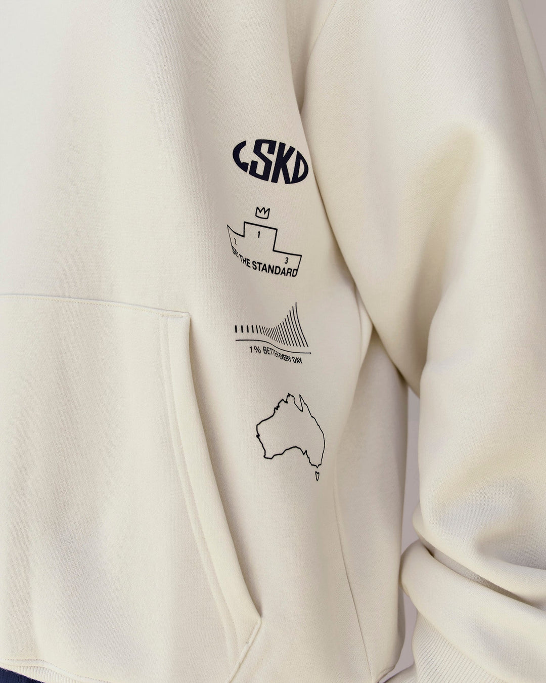 Man wearing Greatest of All Time Heavyweight Oversized Hoodie - Off White | Model:Shane | Size:L - view 8