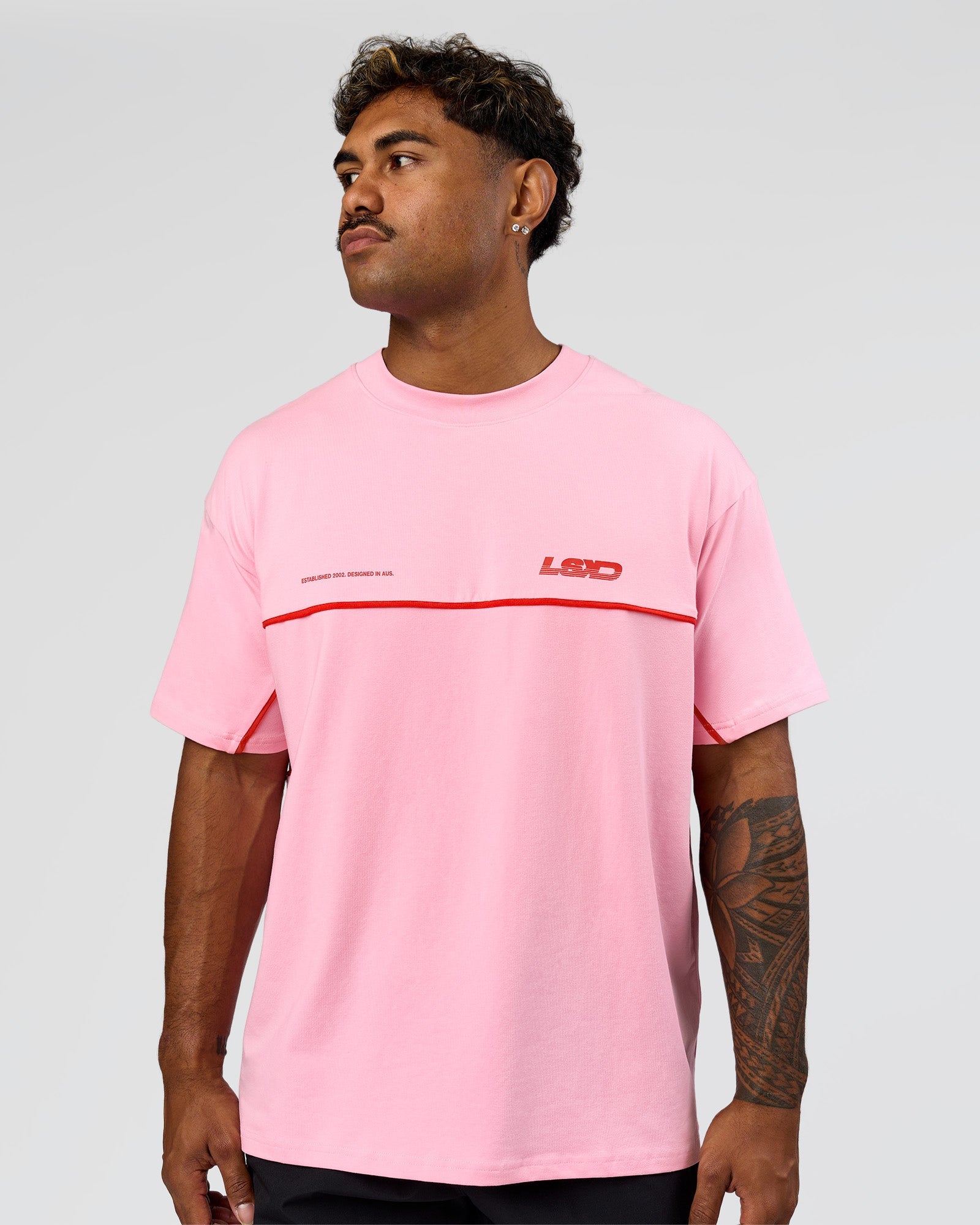 Inline Heavyweight FLXCotton Oversized Tee - Pink Rose-Flame