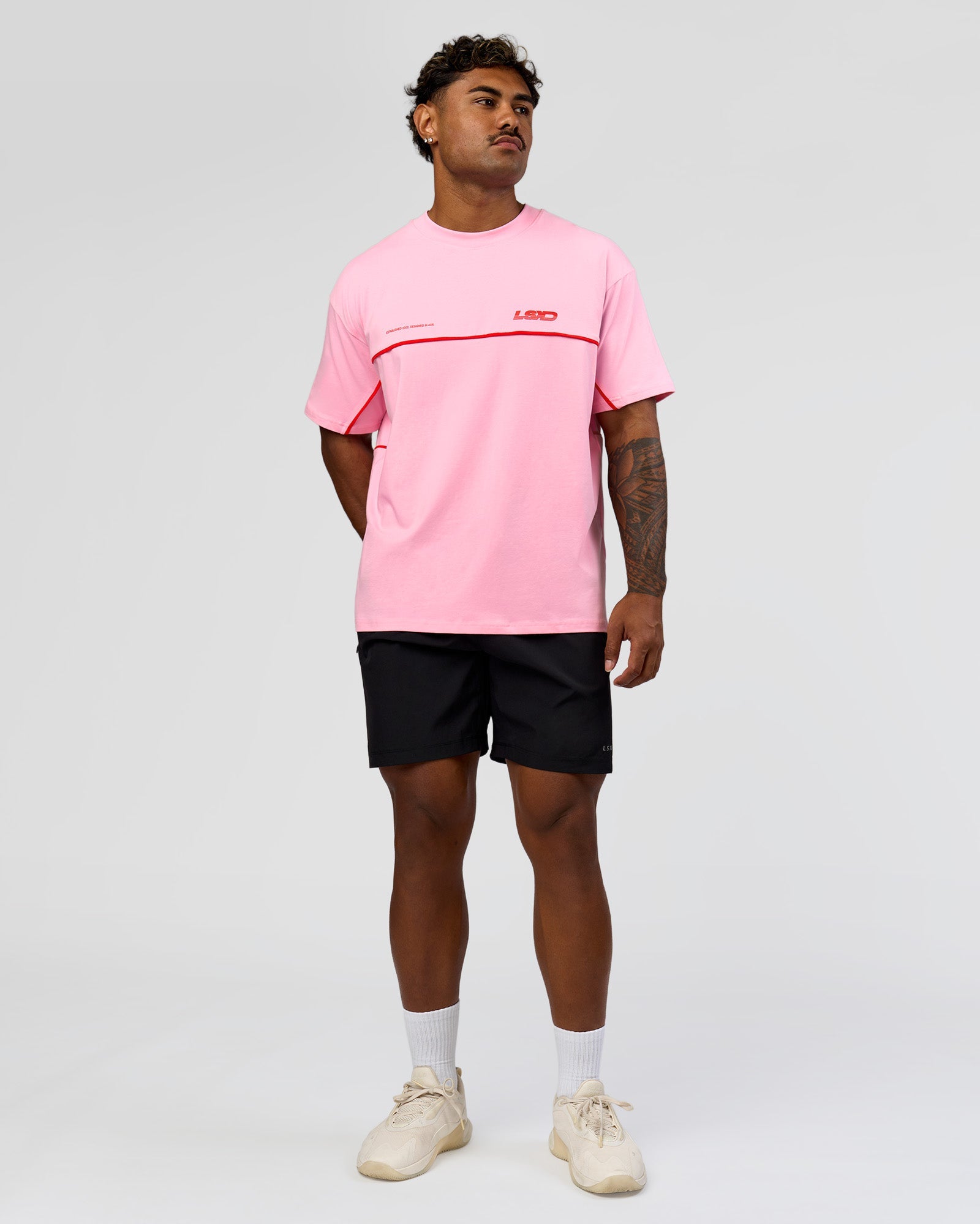 Inline Heavyweight FLXCotton Oversized Tee - Pink Rose-Flame