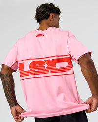 Man wearing Inline Heavyweight FLXCotton Oversized Tee - Pink Rose-Flame | Model:Xav | Size:L | Thumbnail Index: 13