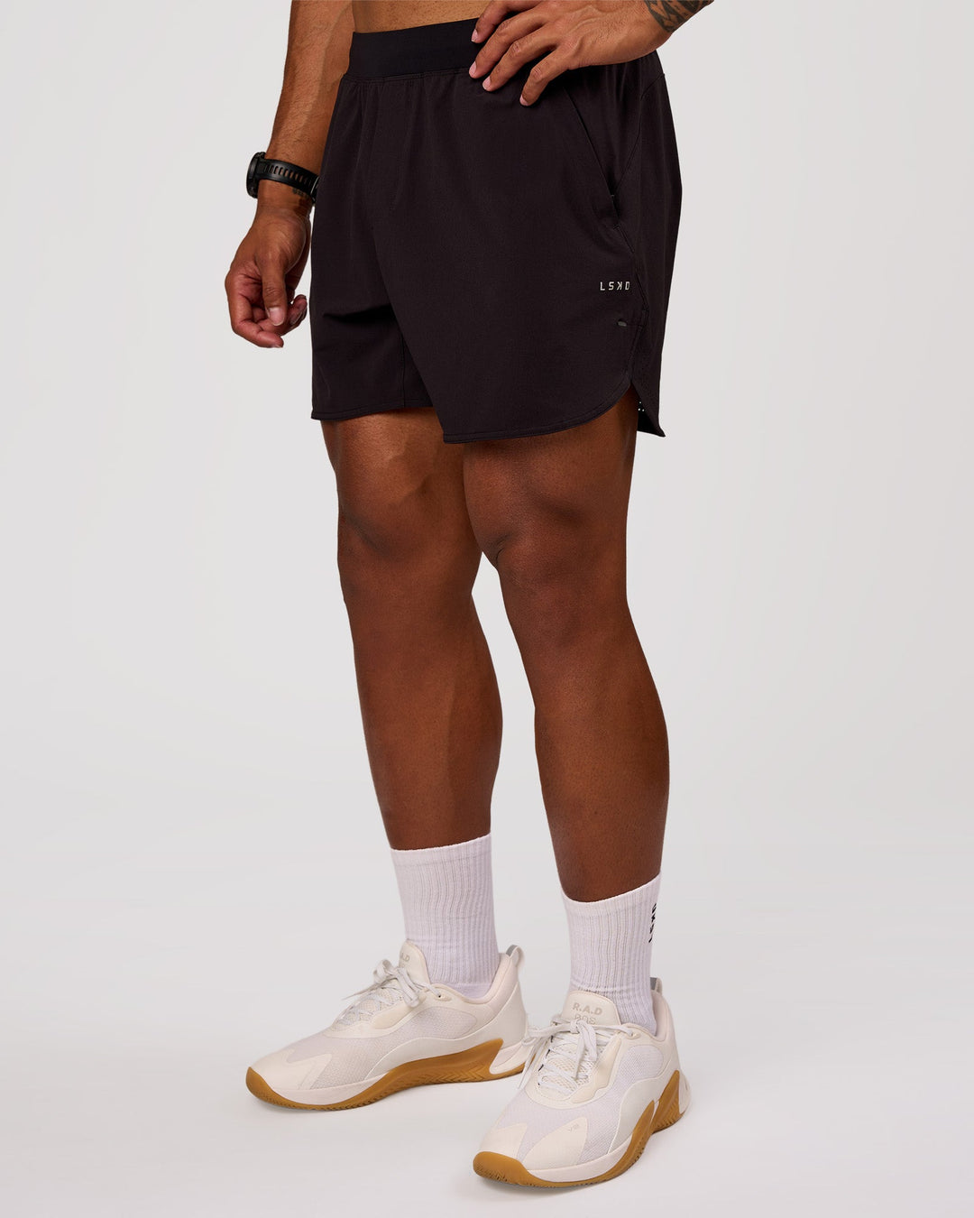 Man wearing Lift 6" Short - Black-Reflective | Model:Xav | Size:L - view 6