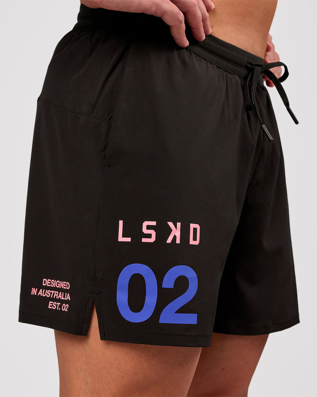 Man wearing Pace 5" Lined Running Short - Game Plan Black | Model:Xav | Size:L - view 1
