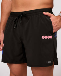 Man wearing Pace 5" Lined Running Short - Game Plan Black | Model:Xav | Size:L | Thumbnail Index: 2