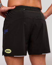 Man wearing Pace 5" Lined Running Short - Game Plan Black | Model:Xav | Size:L | Thumbnail Index: 4